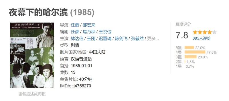 夜幕下的哈尔滨 (1985)