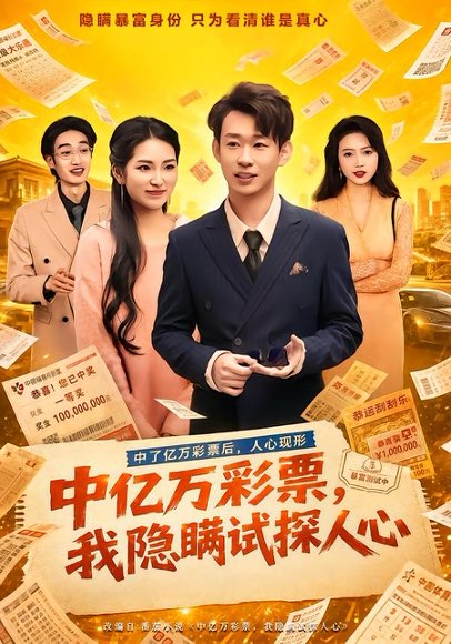 短剧《中亿万彩票，我隐瞒试探人心（80集）彭昱铭＆黄熠琳》海报