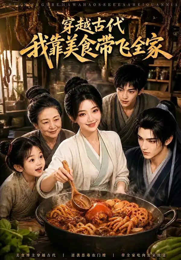 短剧《穿越古代我靠美食带飞全家 (100集)》海报