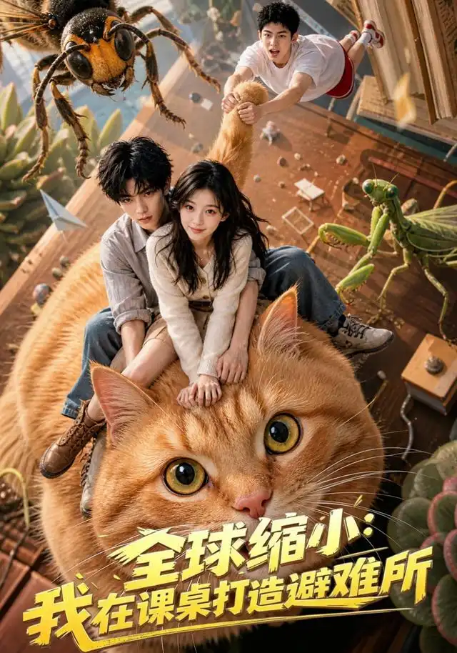 短剧《全球缩小我在课桌打造避难所 (80集) AI短剧》海报
