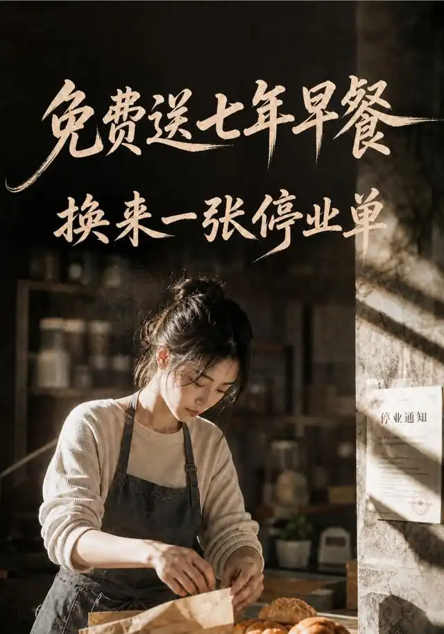 短剧《免费送七年早餐换来一张停业单 (50集) AI短剧》海报