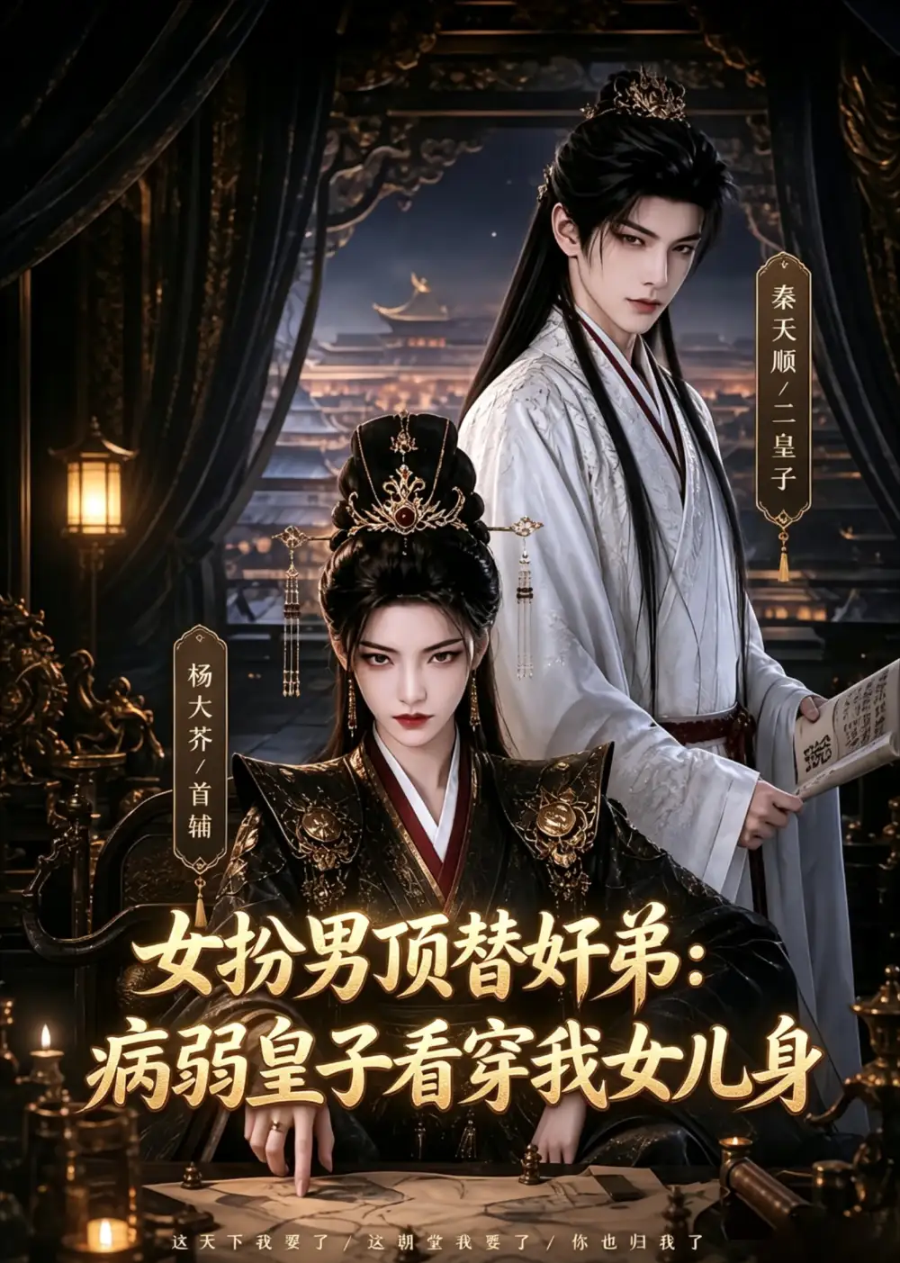 短剧《女扮男顶替奸弟病弱皇子看穿我女儿身 (33集)》海报