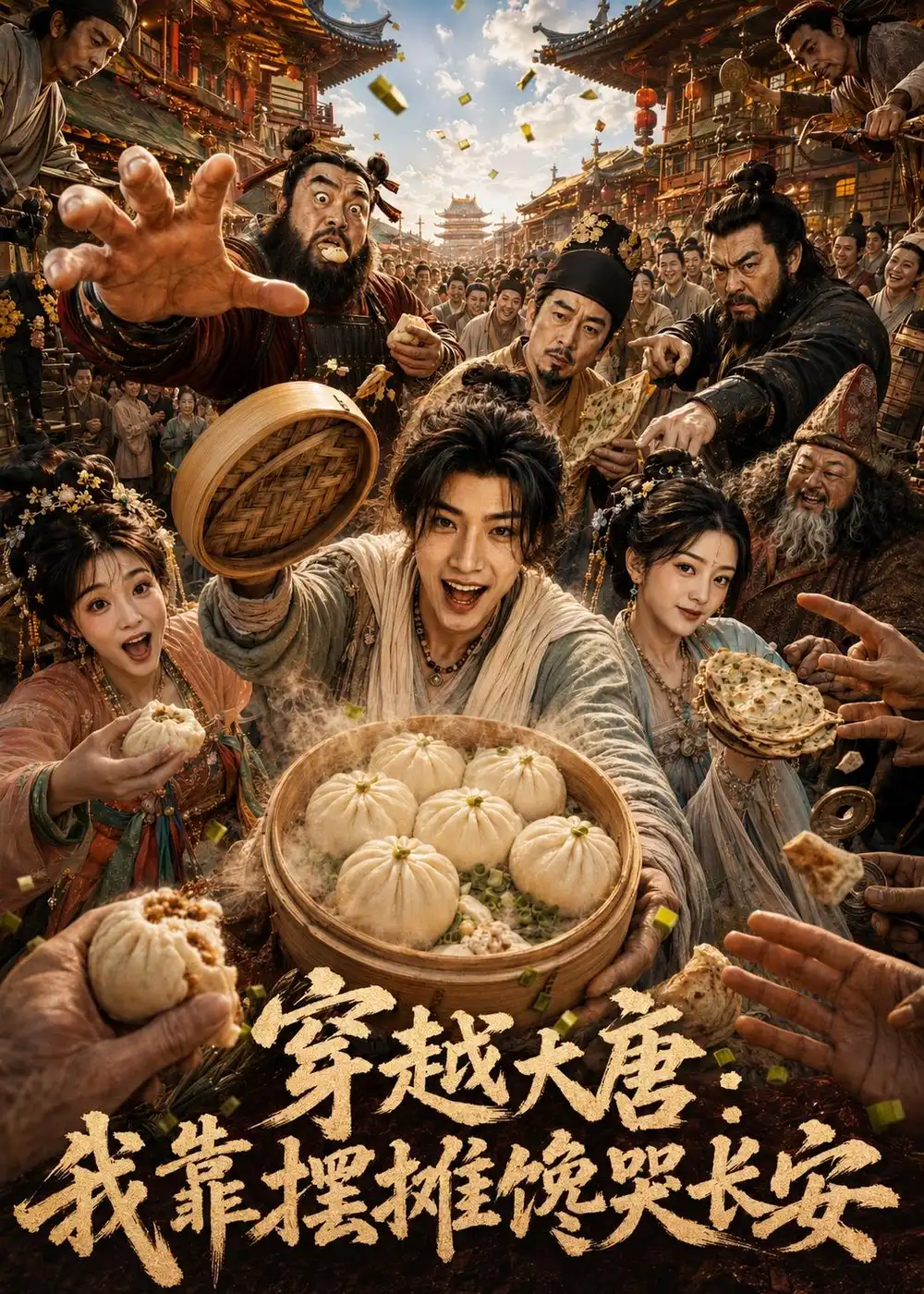 短剧《穿越大唐我靠摆摊馋哭长安 (76集)》海报