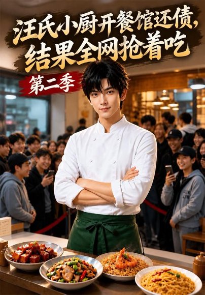 短剧《汪氏小厨开餐馆还债,结果全网抢着吃第二季(147集)AI短剧 (2026)》海报