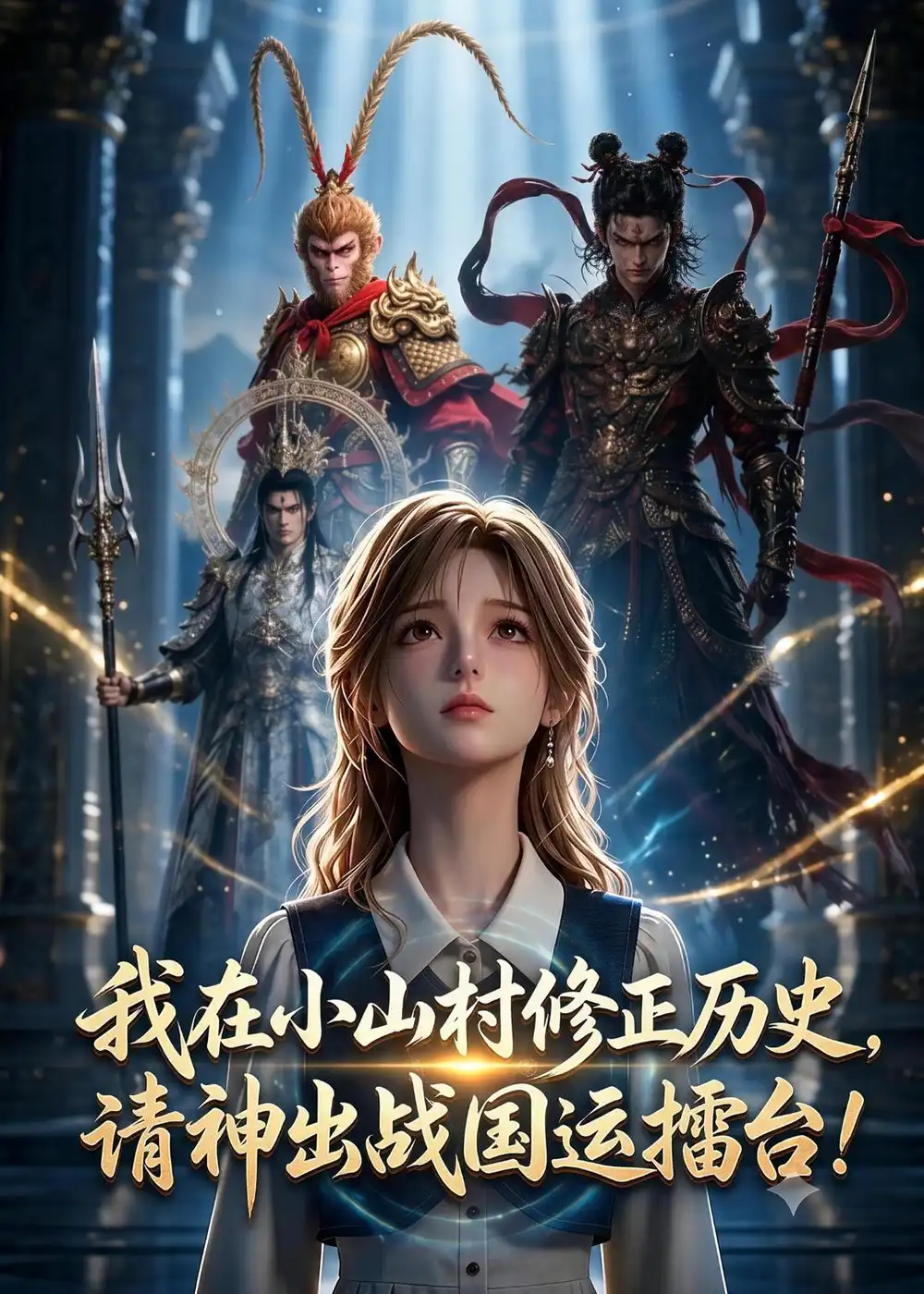 短剧《我在小山村修正历史,请神出战国运擂台!(68集)AI短剧 (2026)》海报