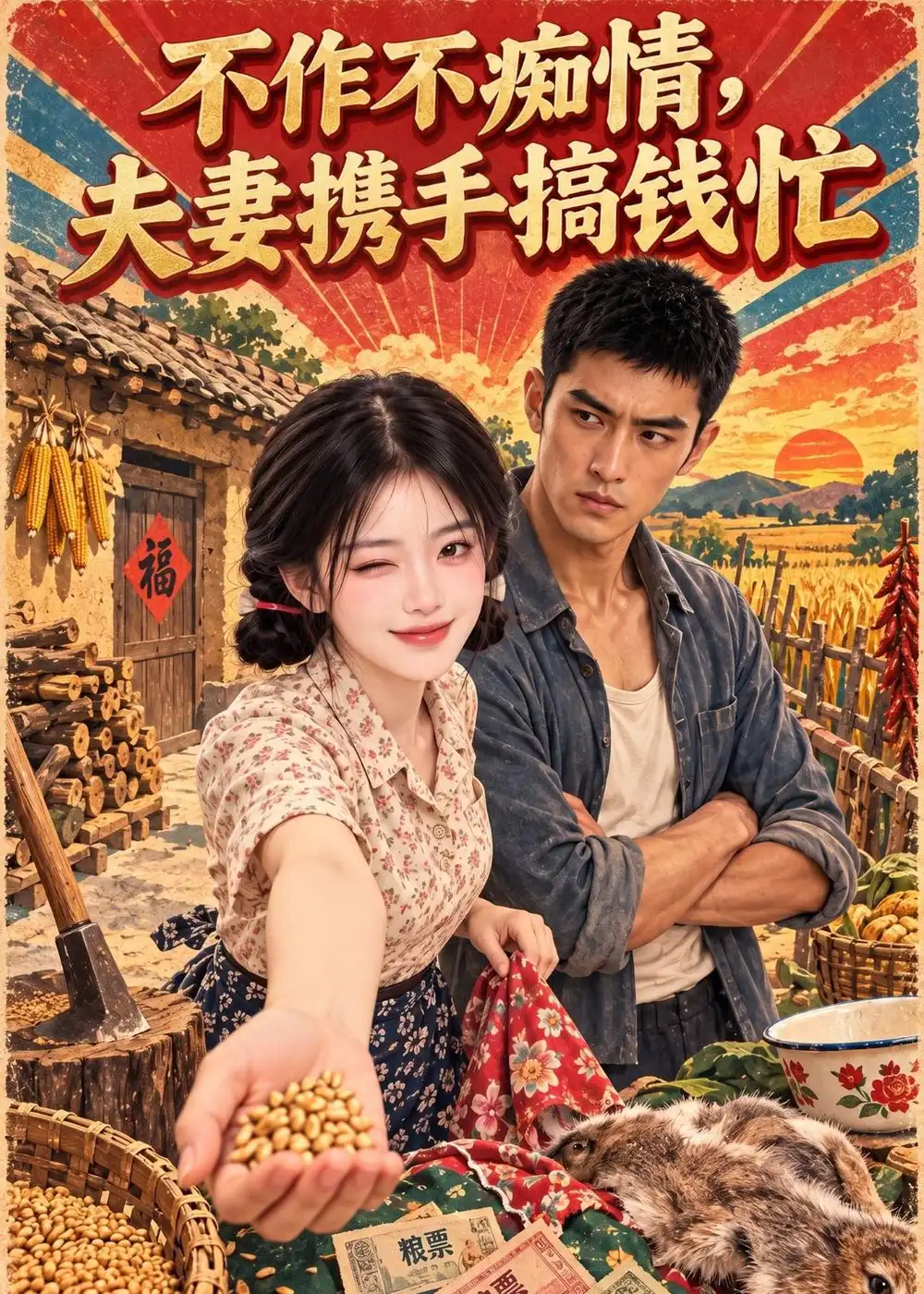 短剧《不作不痴情,夫妻携手搞钱忙(120集)AI短剧 (2026)》海报