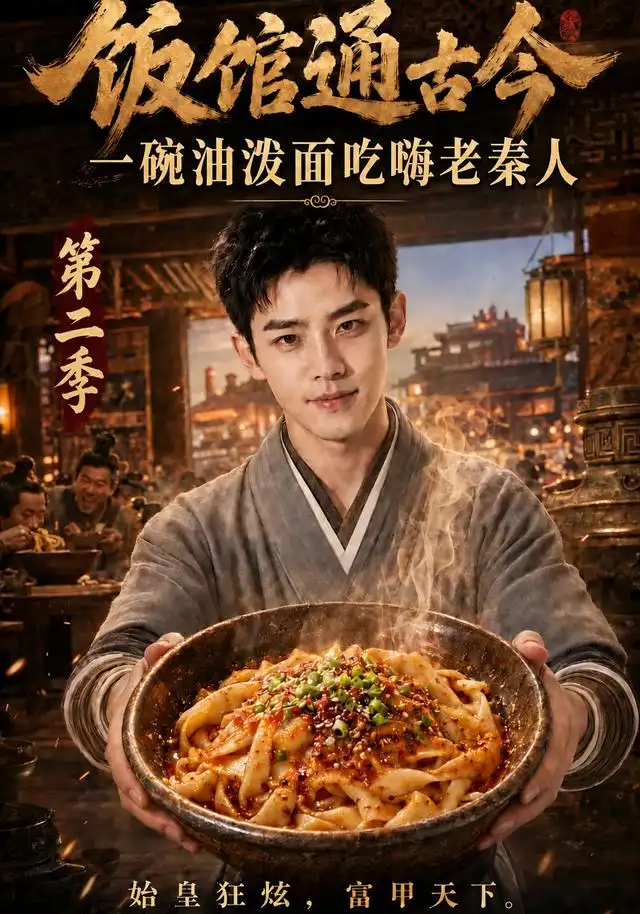 短剧《饭馆通古今:一碗油泼面吃嗨老秦人第二季(110集)AI短剧 (2026)》海报