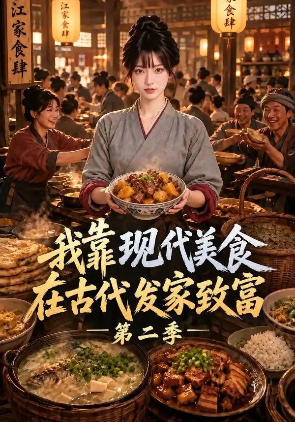短剧《我靠现代美食在古代发家致富第二季(100集)AI短剧 (2026)》海报